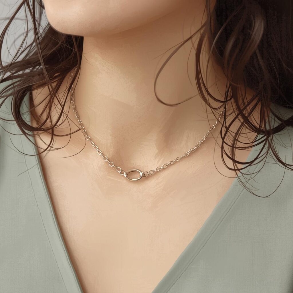 give girl wearing minimal necklace